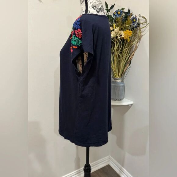 Talbots Floral Embroidered dark Blue Sleevless Top size Large - Picture 6 of 8